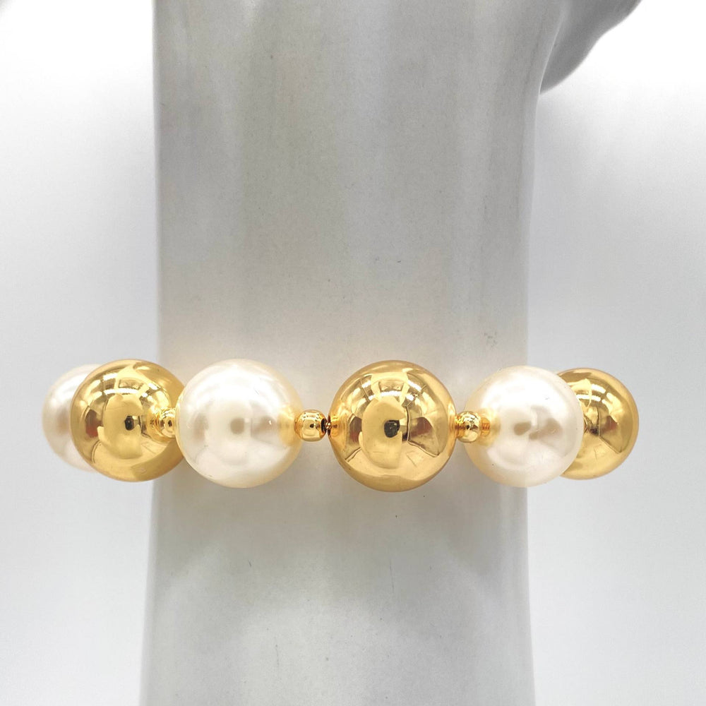 PULSERA CHAPA DE ORO 18K BOLAS