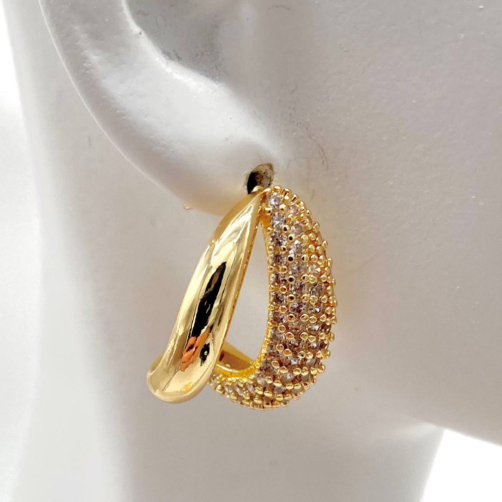 ARETE DOBLE CHAPA DE ORO 18K