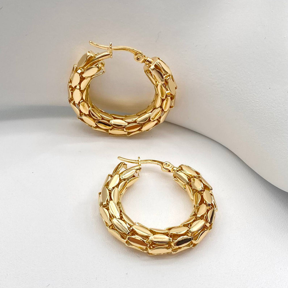ARRACADA CHAPA DE ORO 18K
