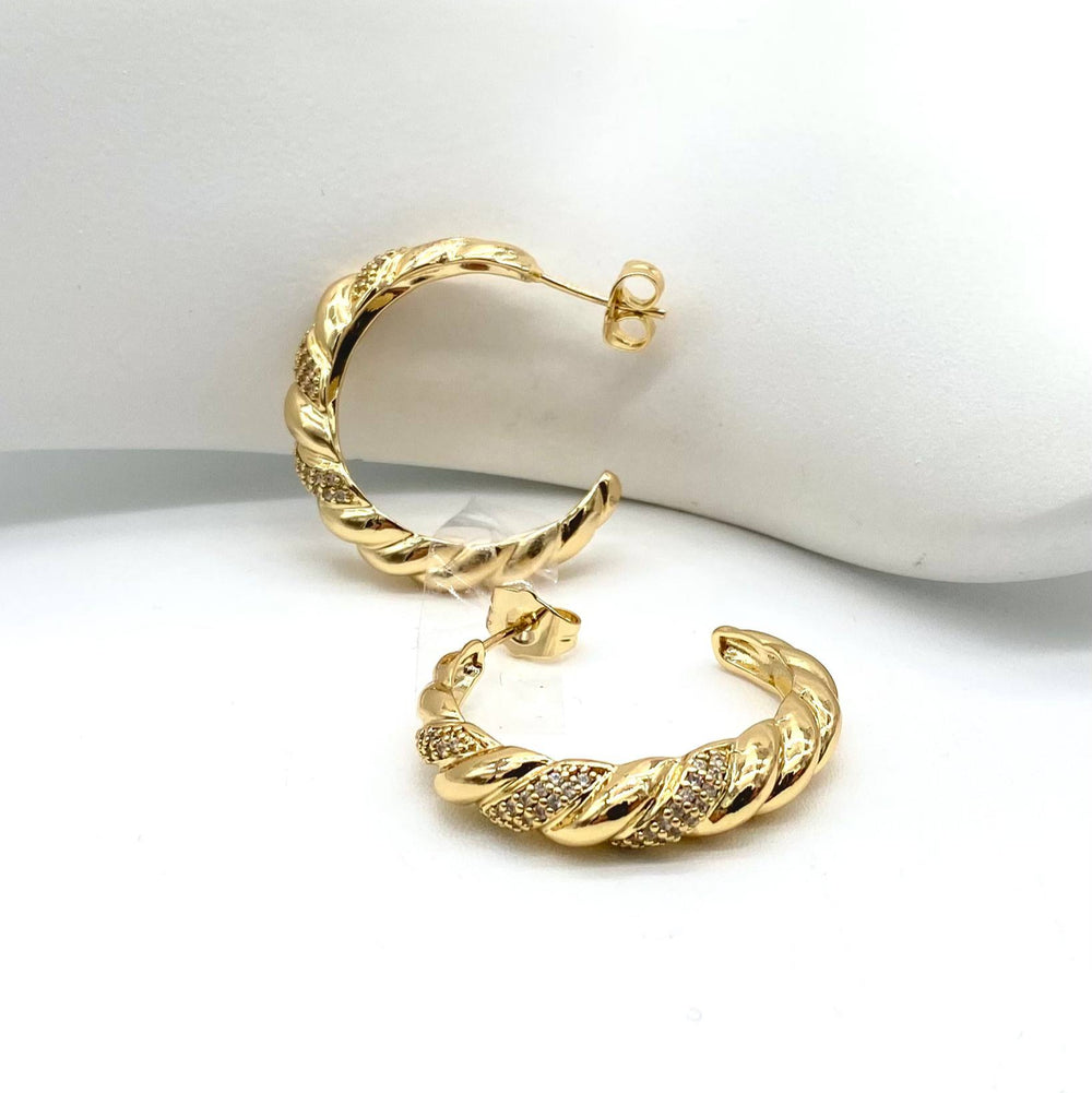 ARRACADA MEDIA TRENZADA CHAPA DE ORO 18K