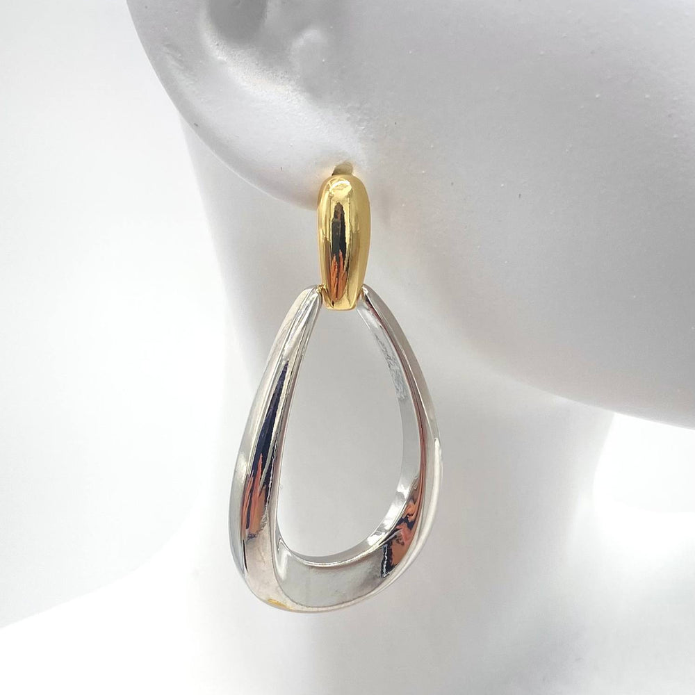 ARETE BICOLOR CHAPA DE ORO 18K