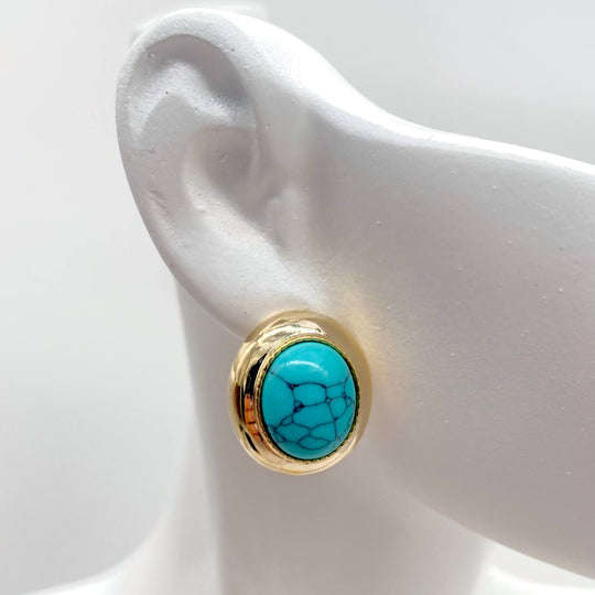 ARETE PIEDRA CHAPA DE ORO 18K