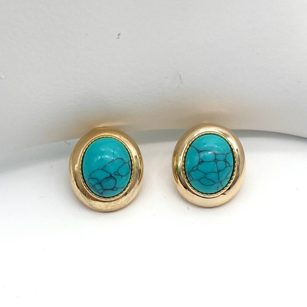 ARETE PIEDRA CHAPA DE ORO 18K