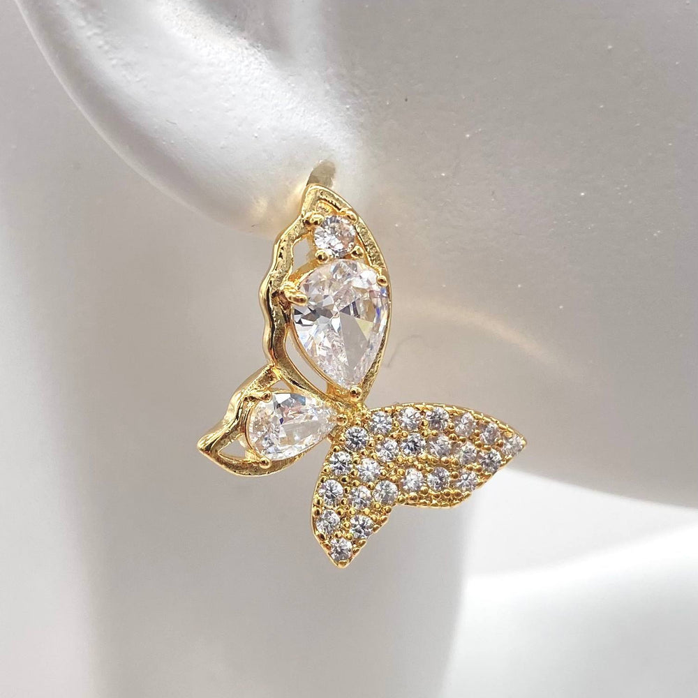 ARETE MARIPOSA CHAPA DE ORO 18K