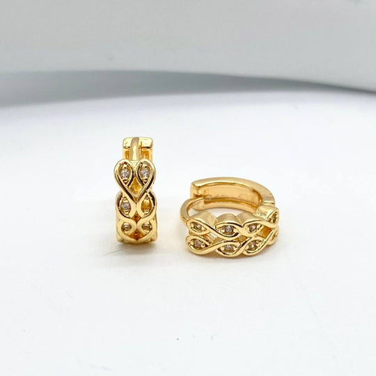 HUGGIE ENTRELAZADO CHAPA DE ORO 18K