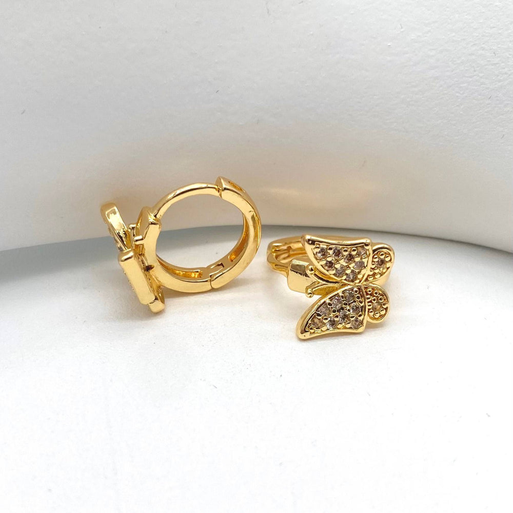HUGGIE EN CHAPA DE ORO 18K, MARIPOSA