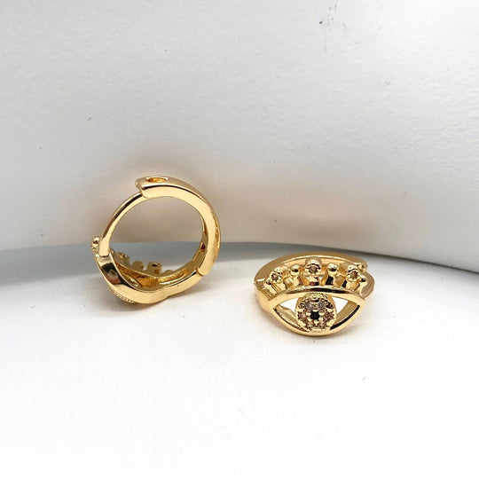 HUGGIE OJO TURCO CHAPA DE ORO 18K