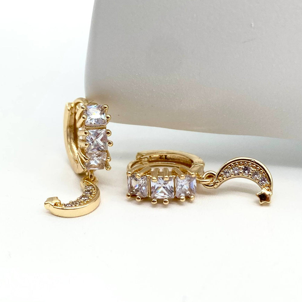 HUGGIE EN CHAPA DE ORO 18K, LUNA