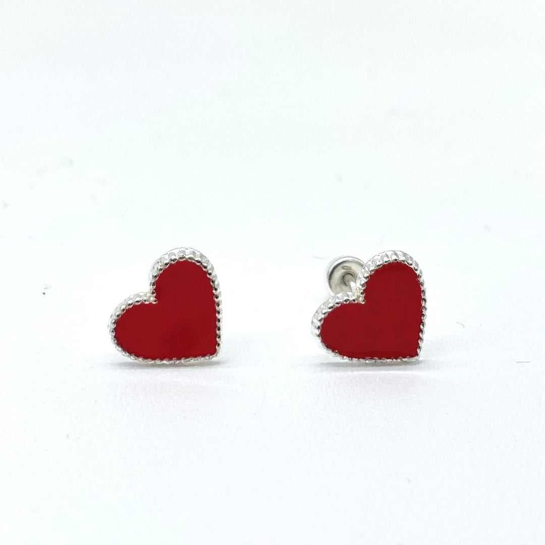 BROQUEL CORAZON ROJO PLATA 925