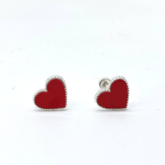 BROQUEL CORAZON ROJO PLATA 925