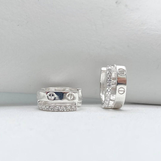 HUGGIE CON ZIRCONIAS PLATA 925