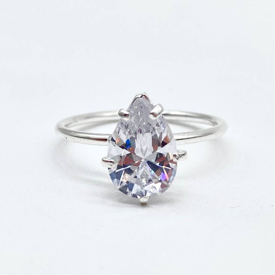 ANILLO SOLITARIO GOTA PLATA 925