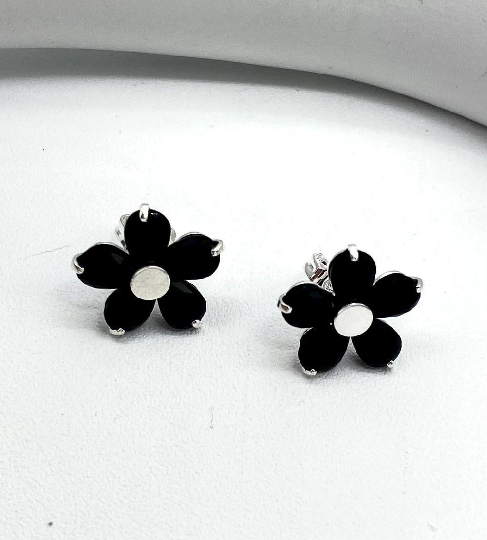 JUEGO FLOR NEGRA PLATA 925