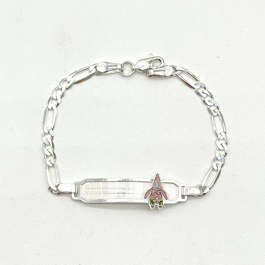 Esclava infantil de plata 925 con tejido Cartier de 15 cm y dije esmaltado de Patrick Estrella.