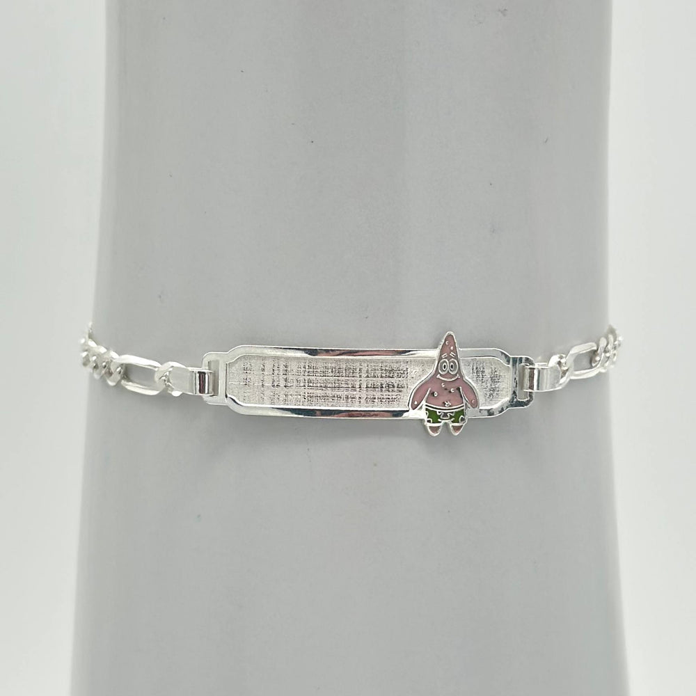 Esclava infantil de plata 925 con tejido Cartier de 15 cm y dije esmaltado de Patrick Estrella.