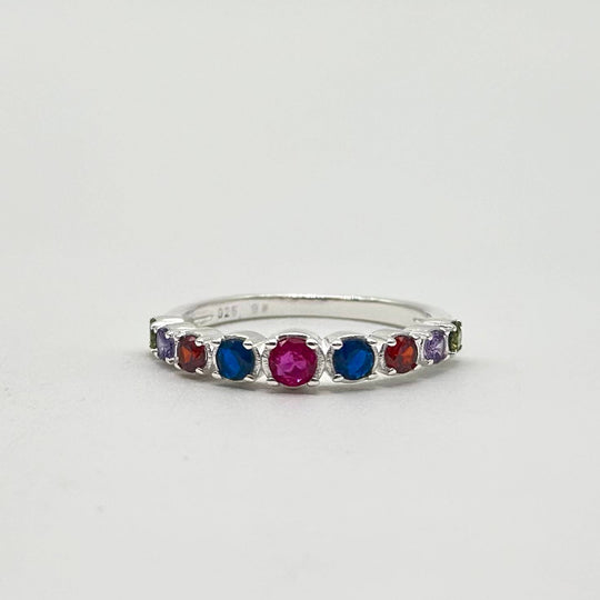 Anillo Churumbela Multicolor de Plata 925 con Zirconias | Mael Joyería
