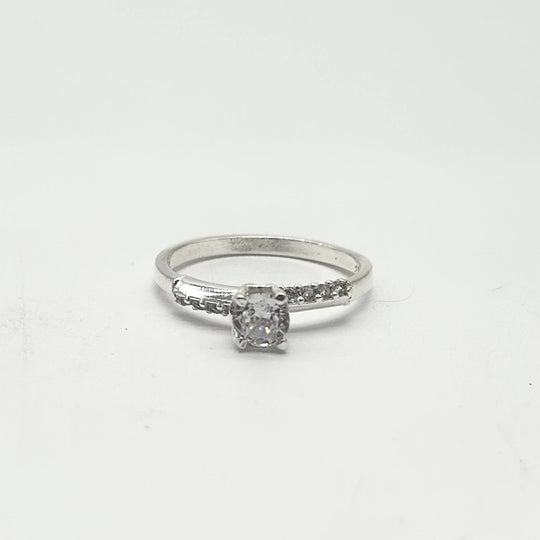 Anillo Solitario de Plata 925 con Zirconia Brillante | Mael Joyería