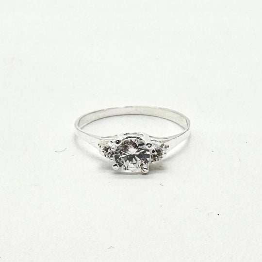 Anillo Solitario Clásico de Plata 925 con Zirconias | Mael Joyería