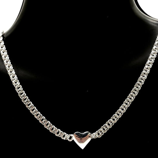 Cadena Tejido Chino con Corazón de Plata 925 | Mael Joyería