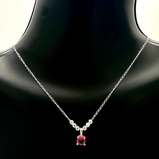 Collar de Plata 925 con Zirconia Roja y Esferas Diamantadas | Mael Joyería