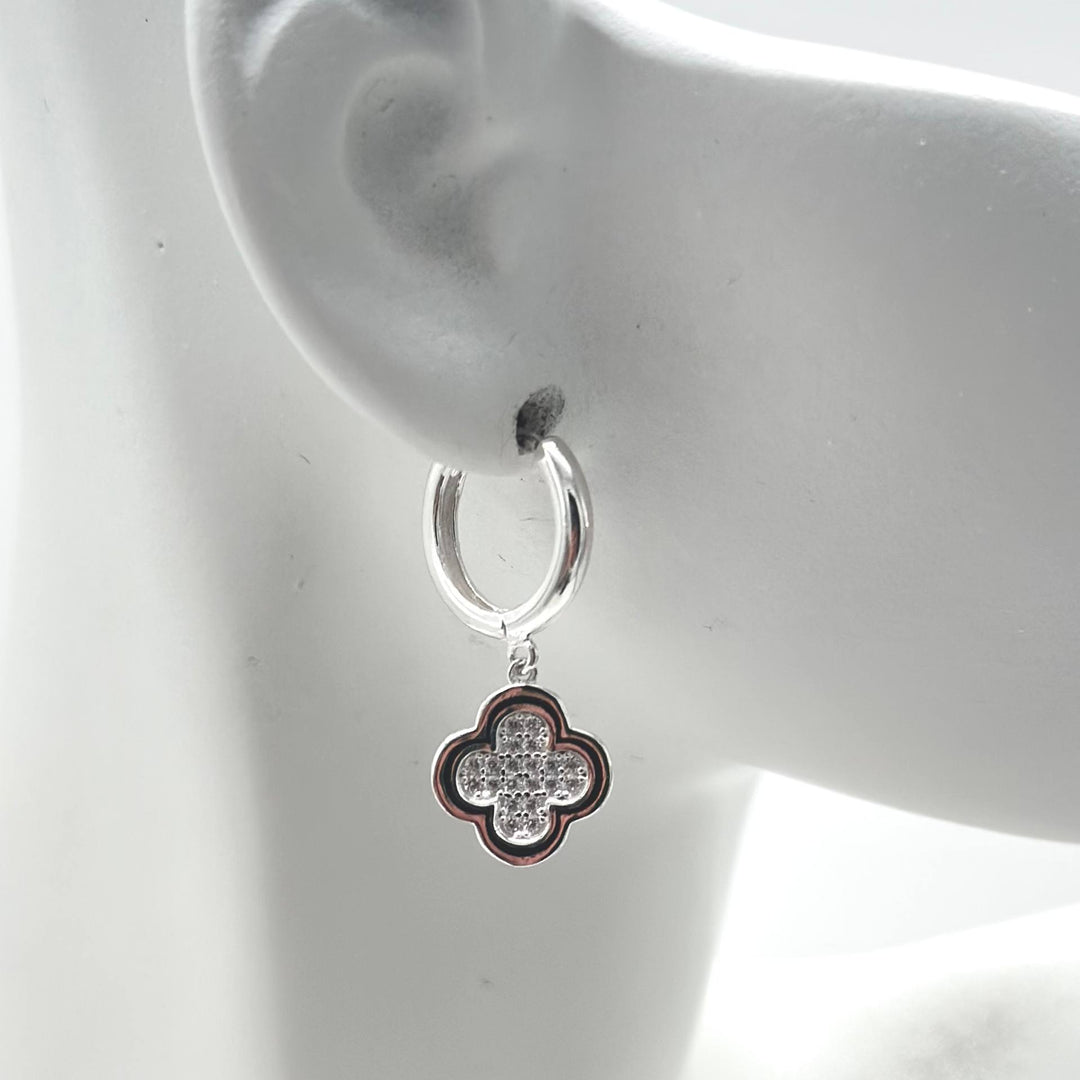 Arracadas Trébol Brillante con Circonias en Plata 925 | Mael Joyería