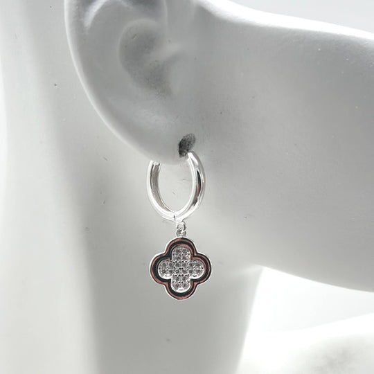 Arracadas Trébol Brillante con Circonias en Plata 925 | Mael Joyería