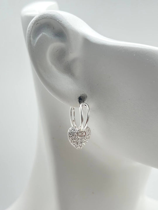 Arracadas Corazón Brillante con Circonias en Plata 925 | Mael Joyería