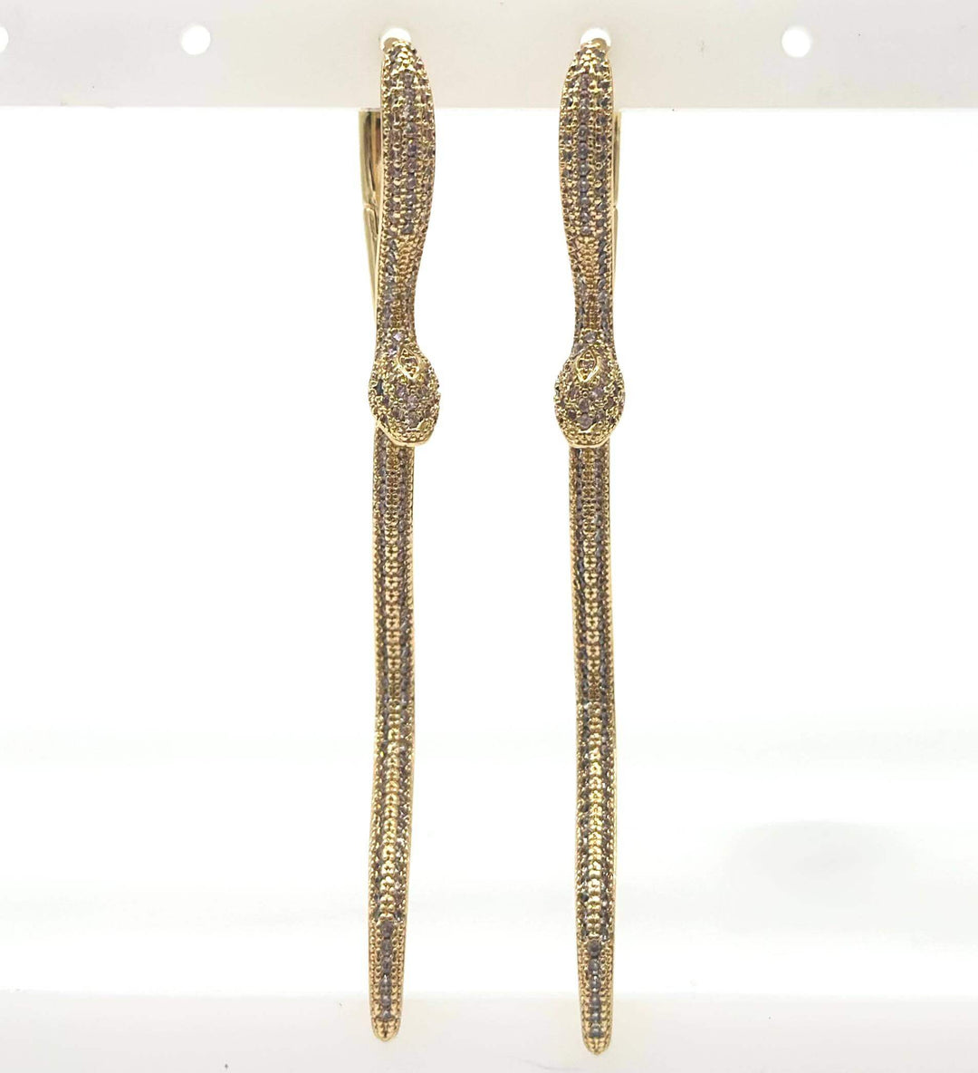 Aretes Vibora Largos con Zirconias en Chapa de Oro 18K | Mael Joyería