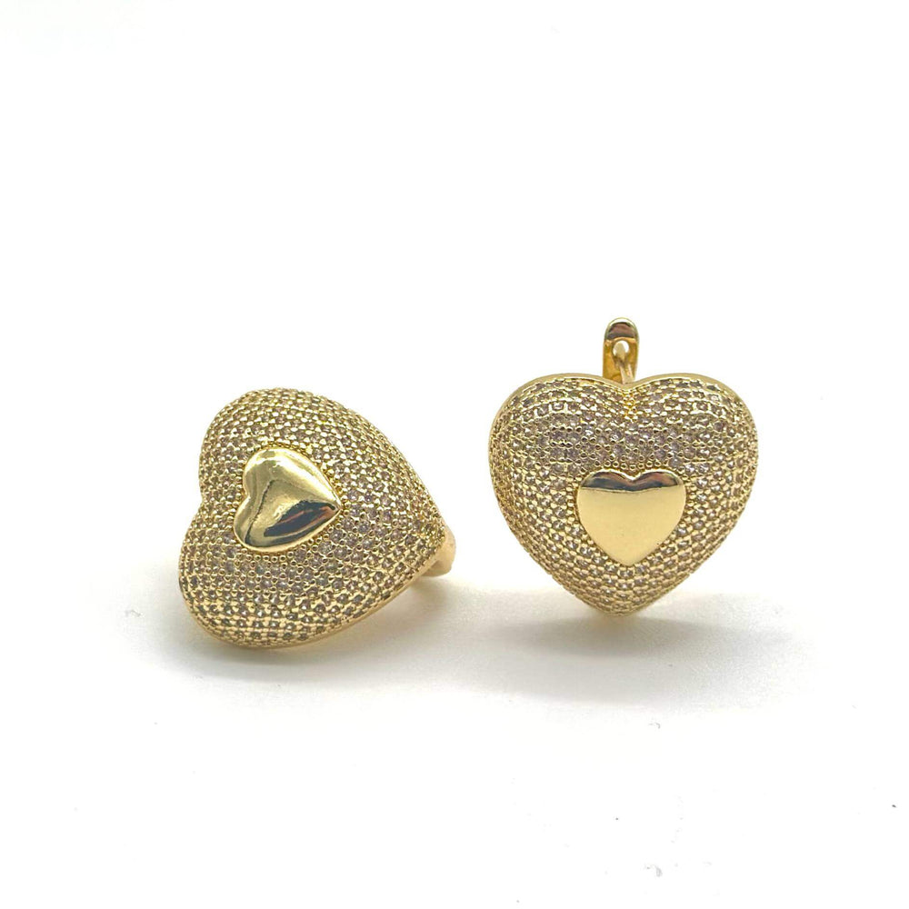 Aretes Corazón Texturizado en Chapa de Oro 18K | Mael Joyería