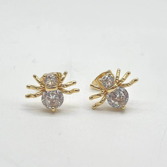 Aretes Araña con Zirconias en Chapa de Oro 18K | Mael Joyería