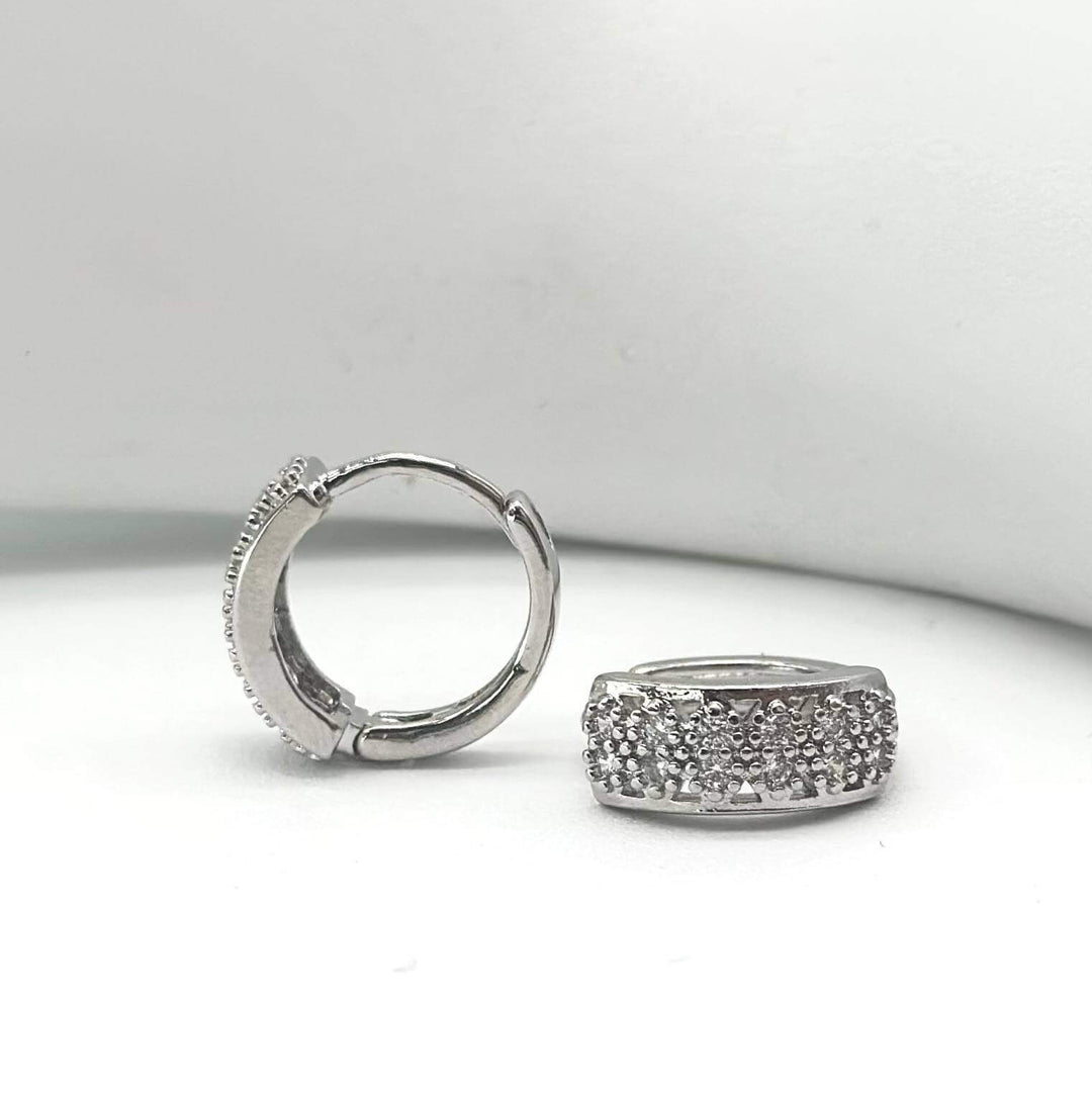 Huggies Pavé de Zirconias en Rodio  | Mael Joyería