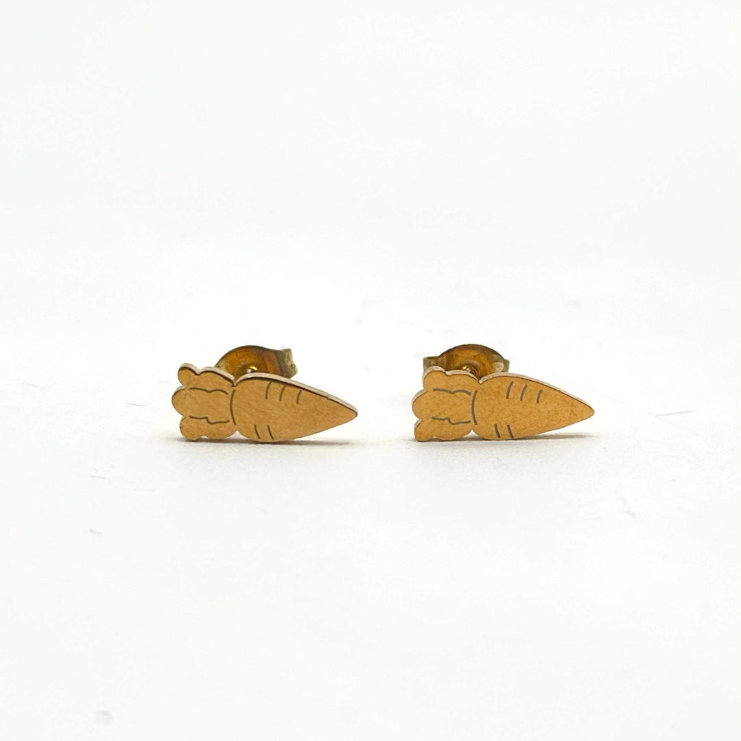 Broqueles Zanahoria de Acero Inoxidable Dorado | Mael Joyería