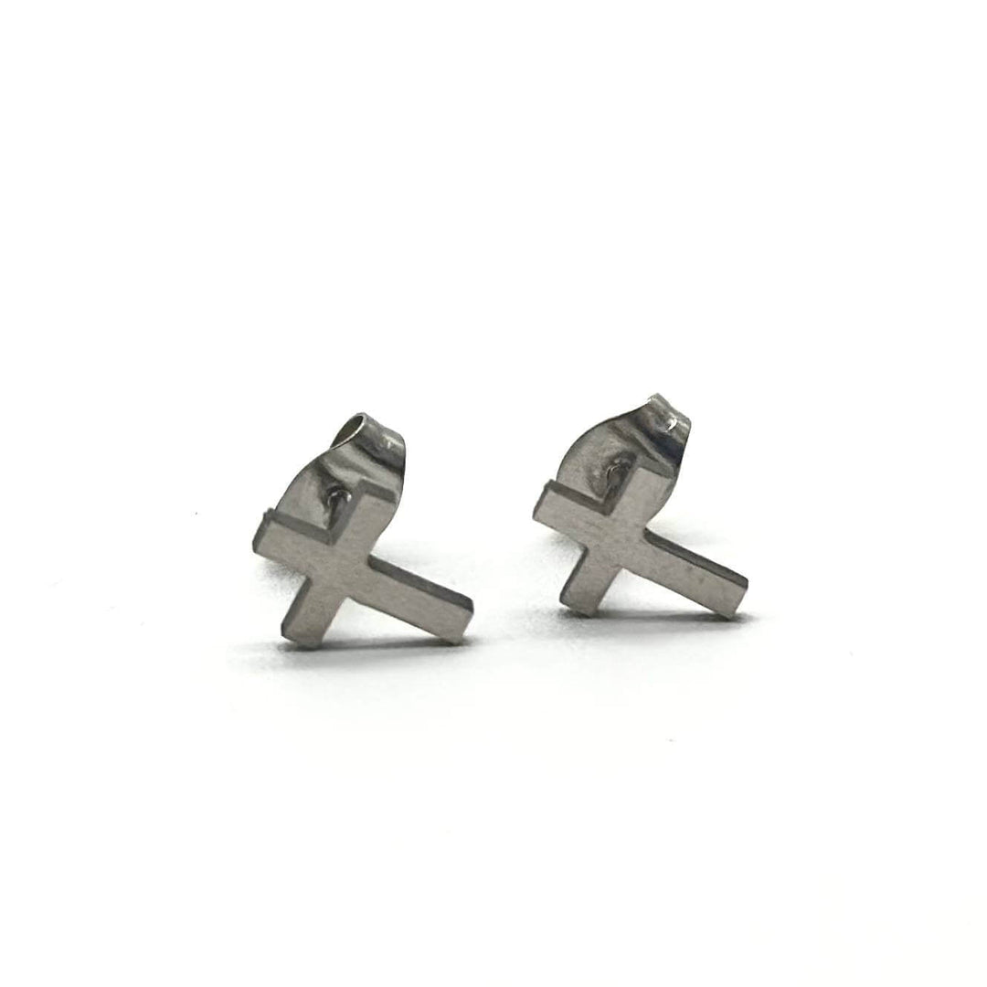 Broqueles Cruz de Acero Inoxidable | Mael Joyería