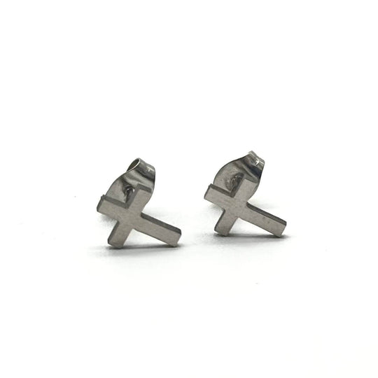Broqueles Cruz de Acero Inoxidable | Mael Joyería