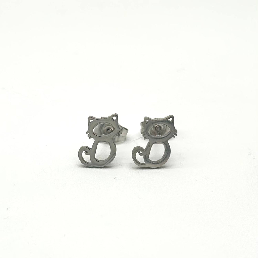 Broqueles Gatito de Acero Inoxidable | Mael Joyería