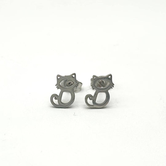 Broqueles Gatito de Acero Inoxidable | Mael Joyería
