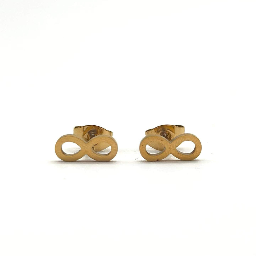 Broqueles Infinito de Acero Inoxidable Dorado | Mael Joyería
