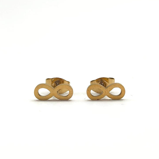 Broqueles Infinito de Acero Inoxidable Dorado | Mael Joyería