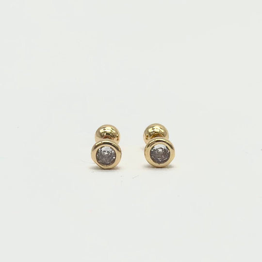 Broqueles Redondos con Zirconia en Chapa de Oro |Mael Joyería