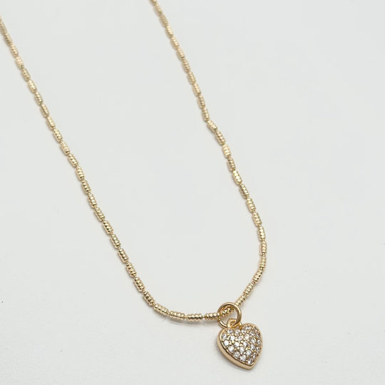 Collar Corazón Pavé con Zirconias en Chapa de Oro | Mael Joyería