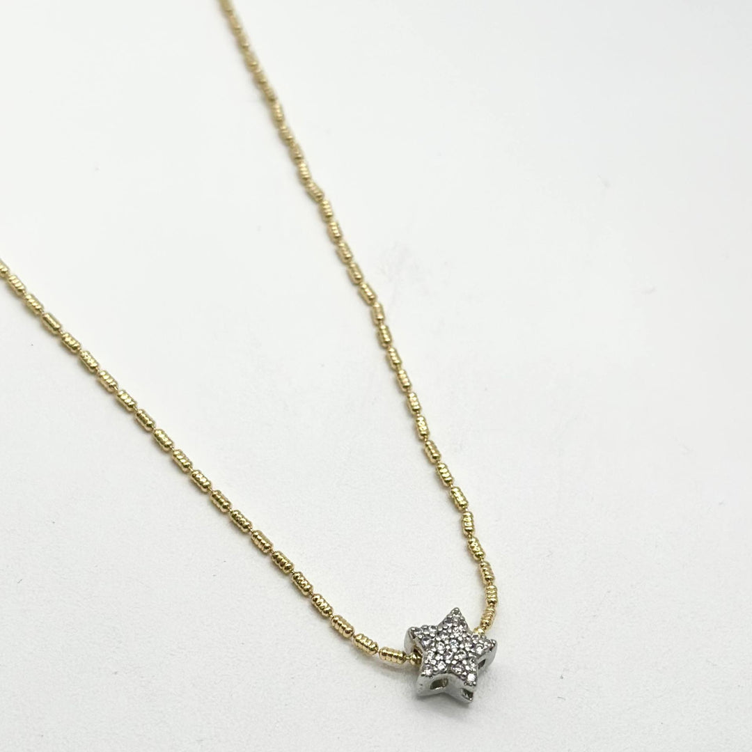 Collar Estrella con Zirconias en Chapa de Oro| Mael Joyería