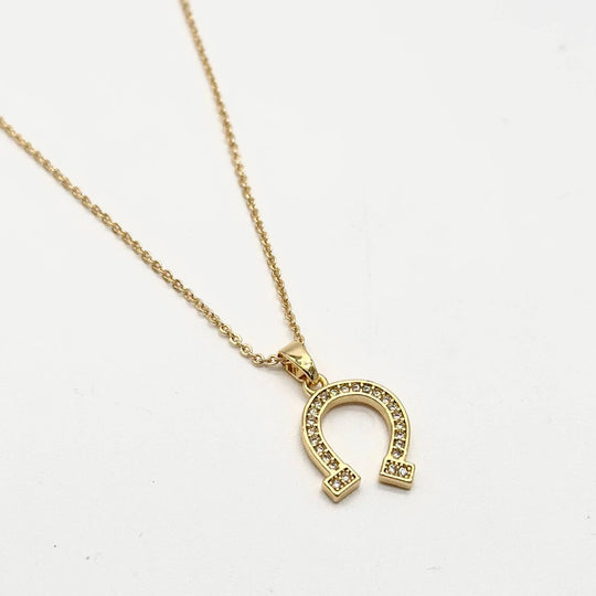 Collar Herradura con Zirconias en Chapa de Oro |  Mael Joyería