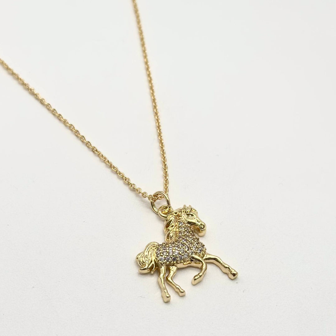 Collar Unicornio con Zirconias en Chapa de Oro  | Mael Joyería