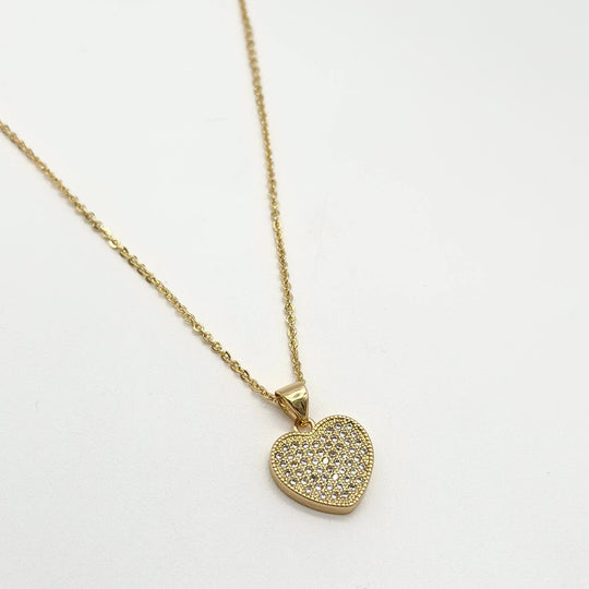 Collar Corazón con Zirconias en Chapa de Oro | Mael Joyería