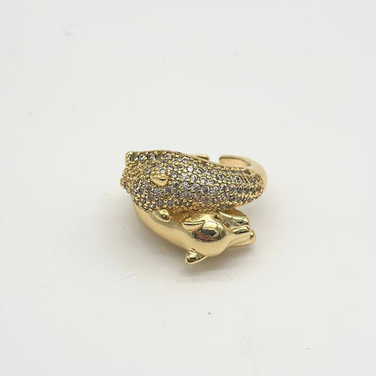 Anillo Ajustable puma con Zirconias en Chapa de Oro 18K | Mael Joyeria