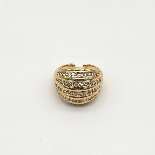 Anillo Ajustable Multibanda con Zirconias | Chapa de Oro 18K