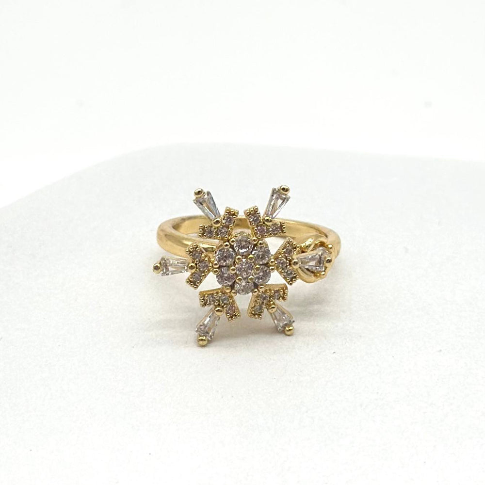 Anillo Giratorio Copo de Nieve con Zirconias | Chapa de Oro 18K