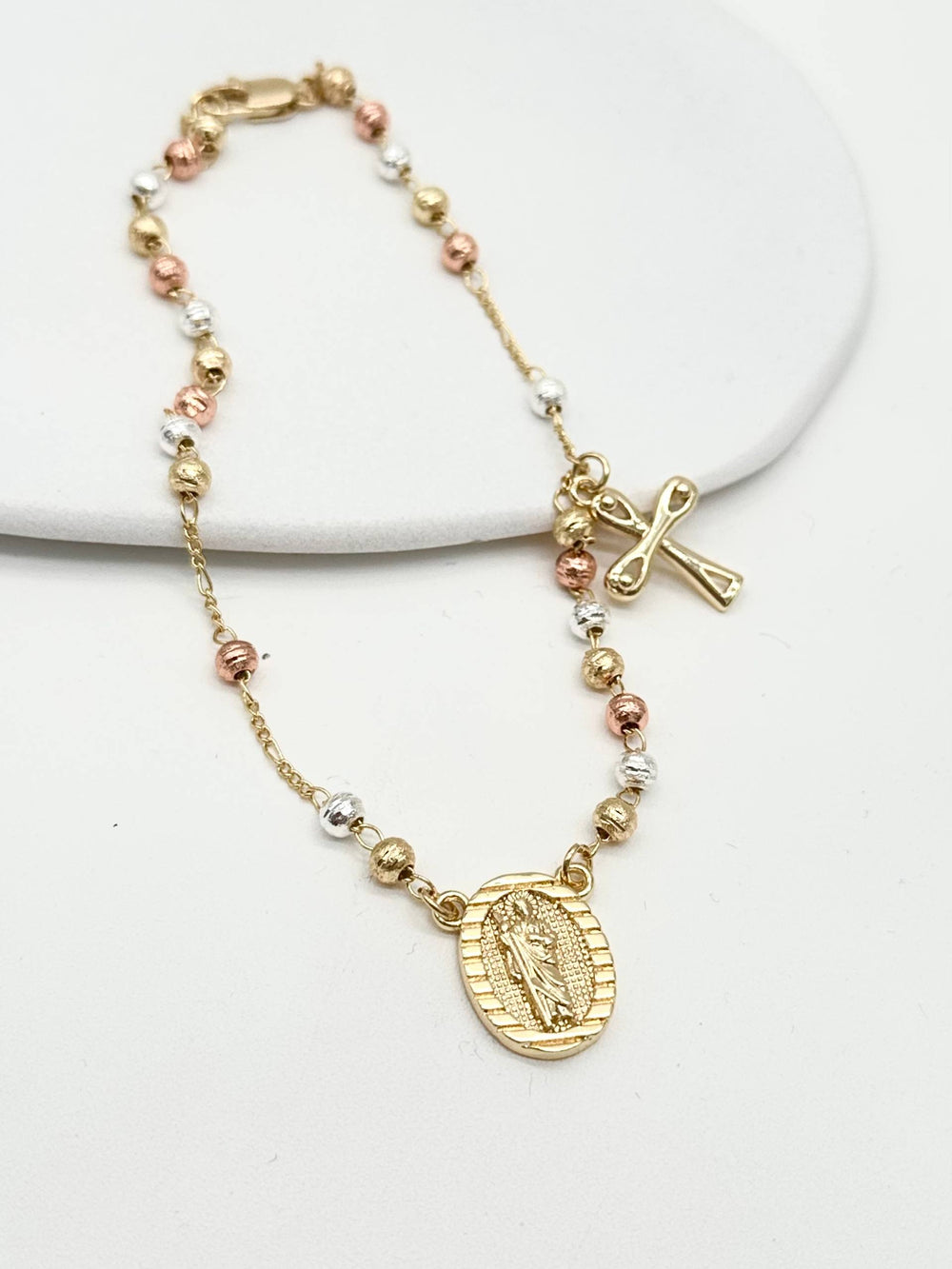 Tobillera Virgen de Guadalupe Tricolor | Chapa de Oro 18K