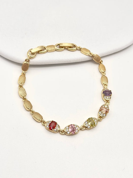 Pulsera con Cristales Multicolor | Chapa de Oro 18K