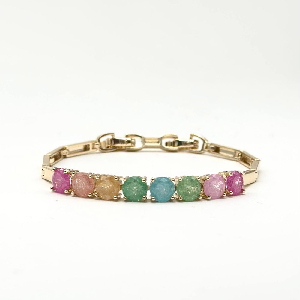 Pulsera Multicolor Cristales Naturales | Chapa de Oro 18K